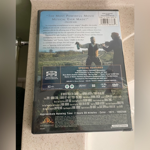 Fiddler On The Roof Special Edition Musical Movie DVD New / Unopened - Picture 2 of 3